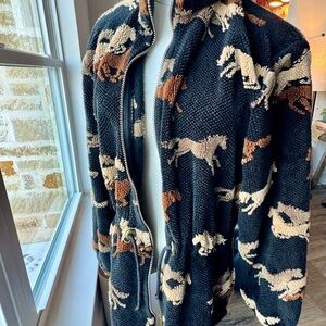Tsunami Canada Horse Patterned Fleece Jacket VTG